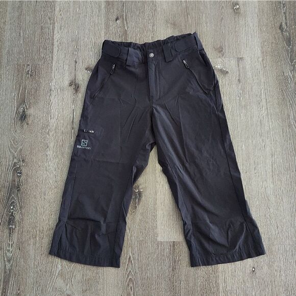 Salomon Clima Wind Adjustable Waist Nylon Capris Pants Stretch Womens Sz US 32 - Picture 1 of 7